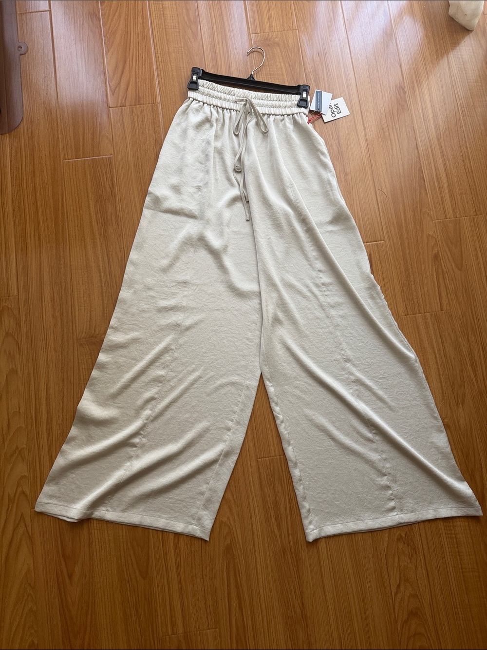Wide Leg Lounge Pants in Cream - Relaxed Pull-On Trousers